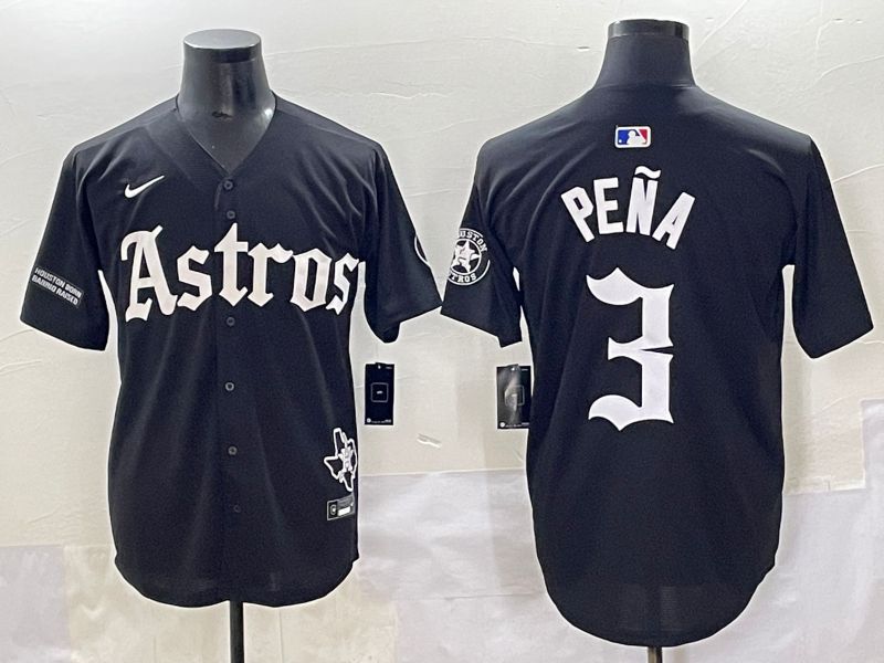 Men 2025 Houston Astros 3 Pena Black Five generations Joint Name Nike MLB Jersey style 22